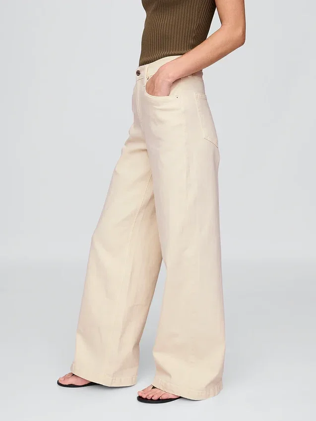Jeans taille haute à jambes larges