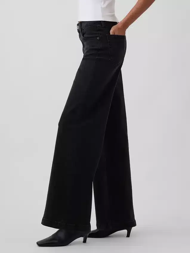 Jeans taille haute à jambes larges