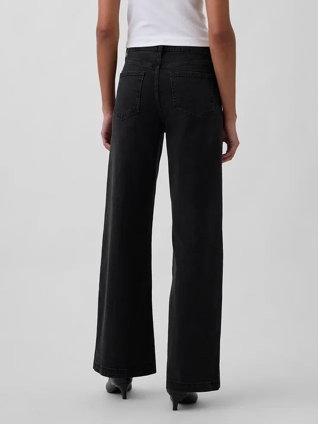Jeans taille haute à jambes larges