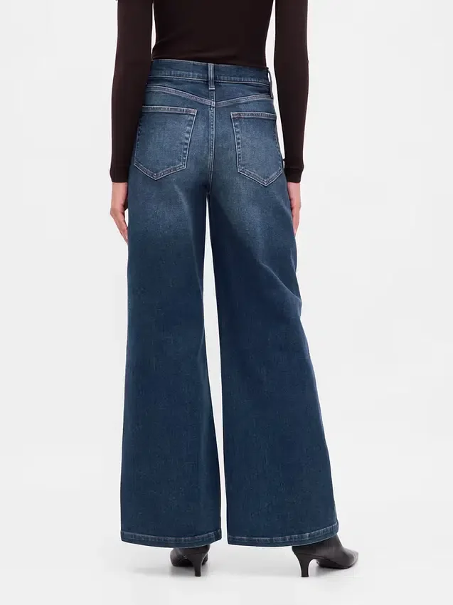 Jeans taille haute à jambes larges