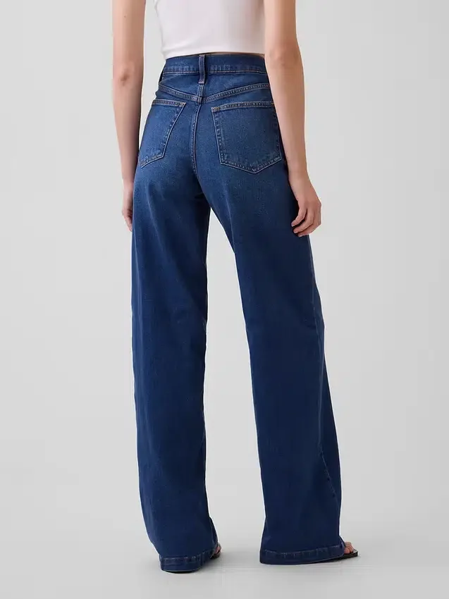 Jeans taille haute à jambes larges