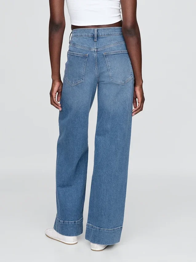 Jeans taille haute à jambes larges