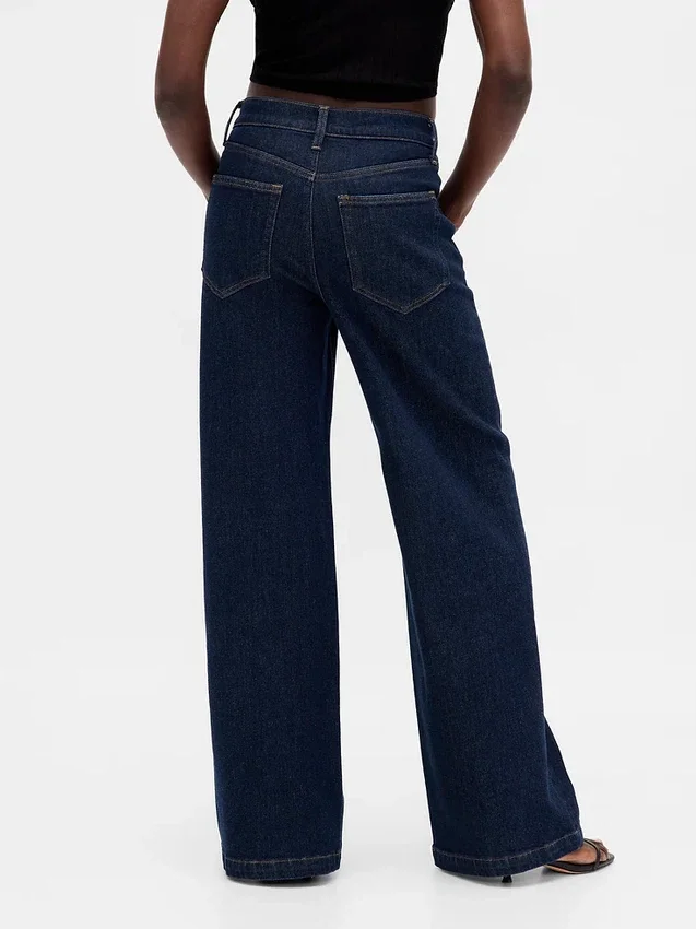Jeans taille haute à jambes larges
