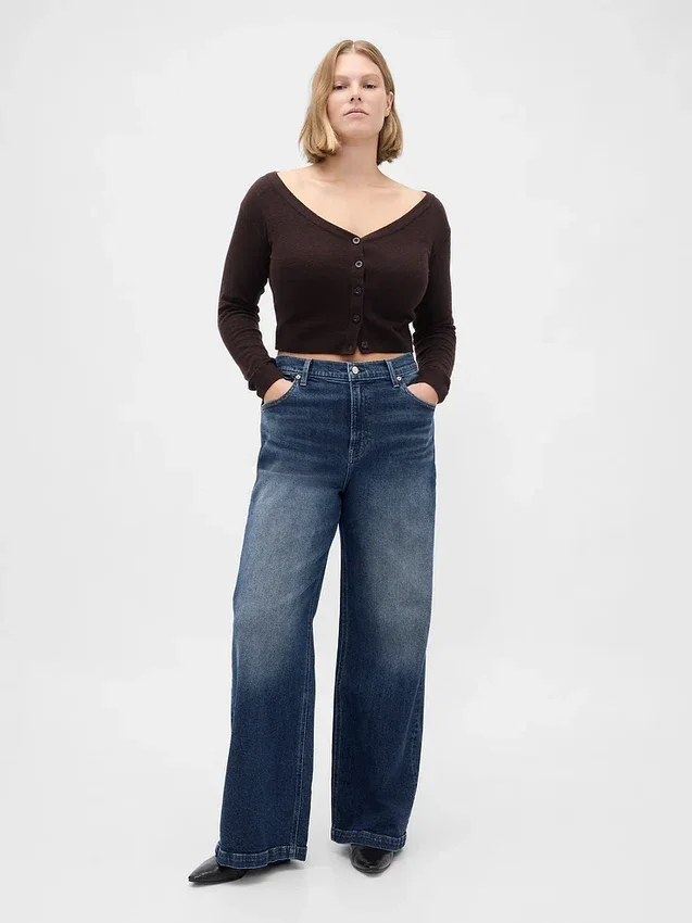 Jeans taille haute à jambes larges