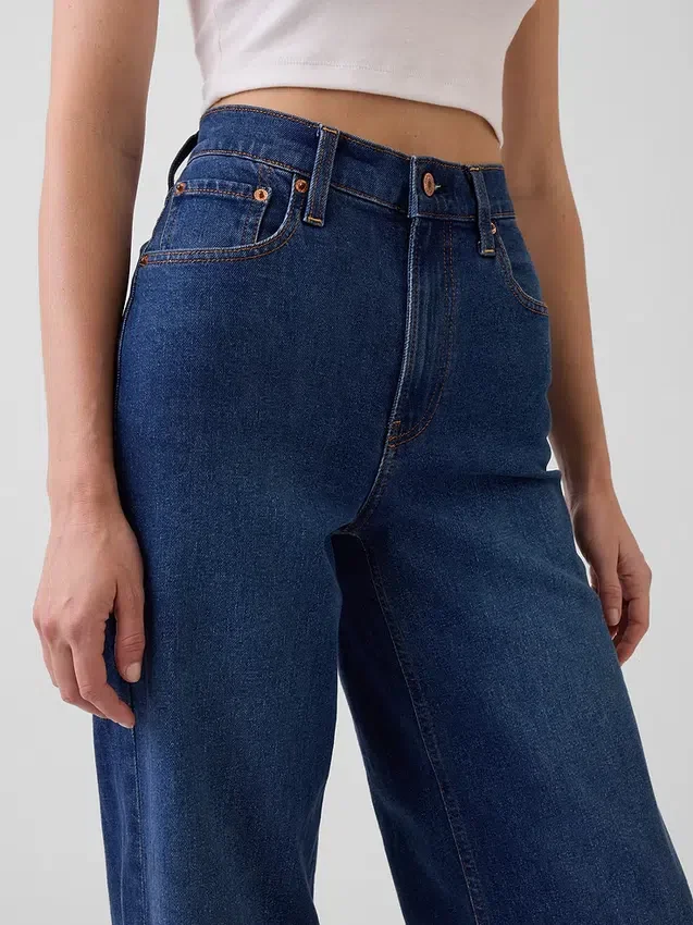 Jeans taille haute à jambes larges