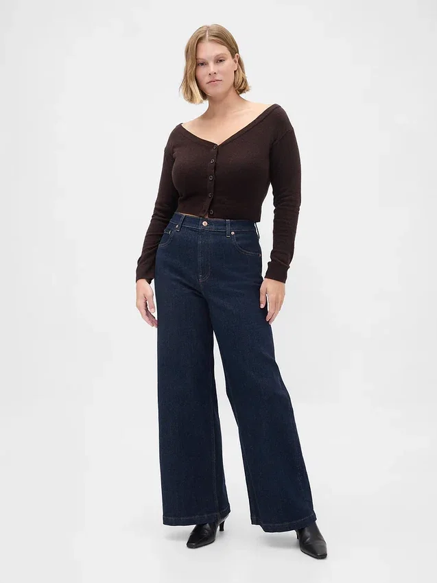 Jeans taille haute à jambes larges