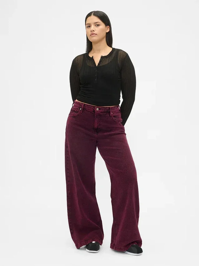 Jeans taille haute à jambes larges