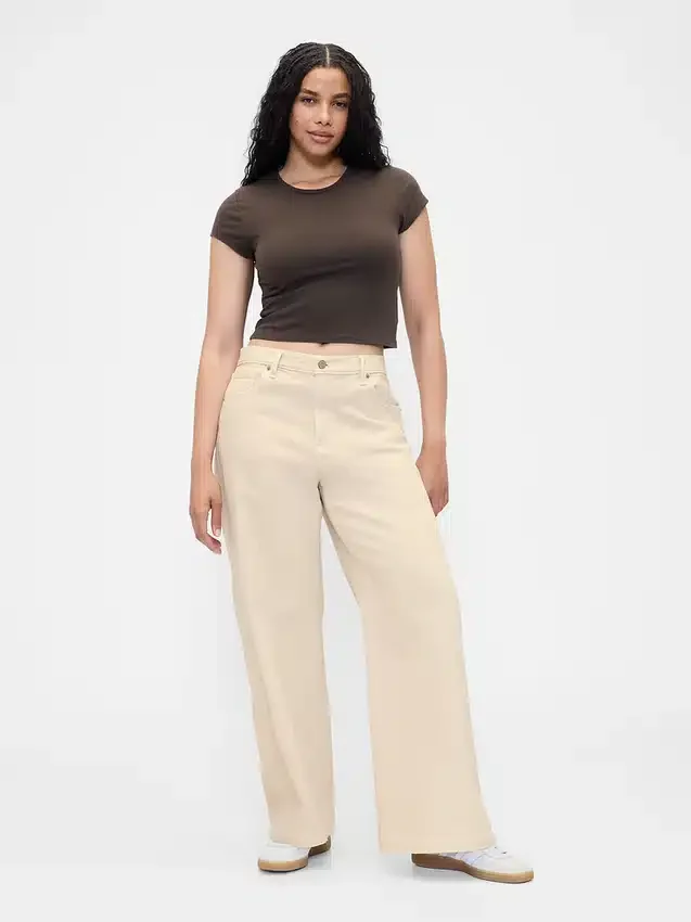 Jeans taille haute à jambes larges