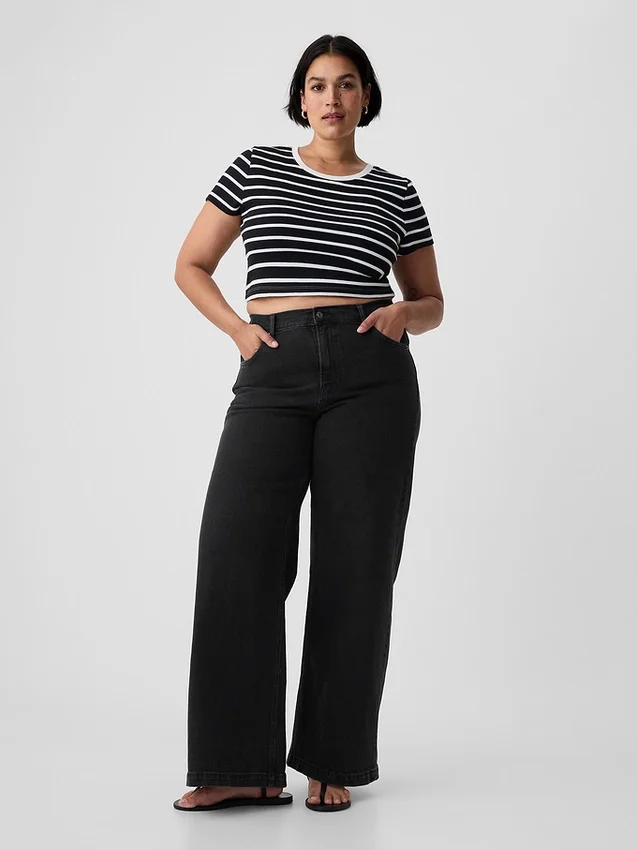 Jeans taille haute à jambes larges