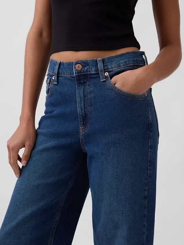 Jeans taille haute à jambes larges