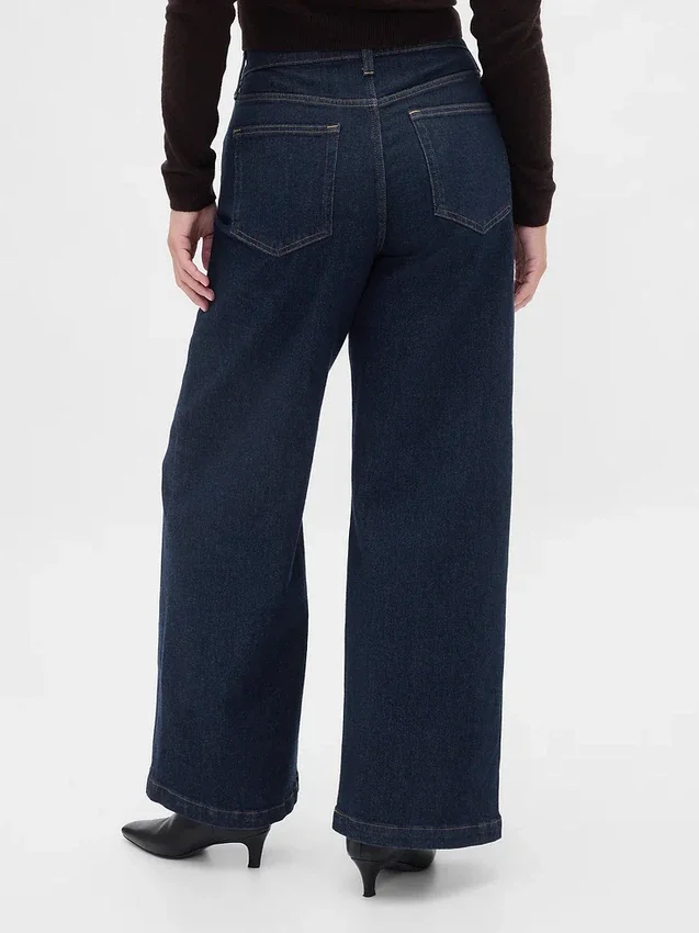 Jeans taille haute à jambes larges