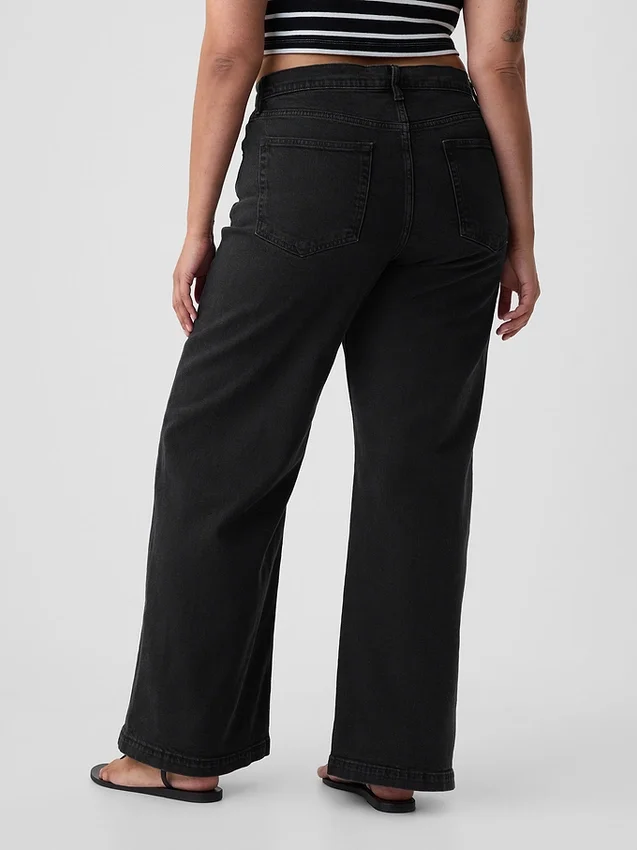 Jeans taille haute à jambes larges