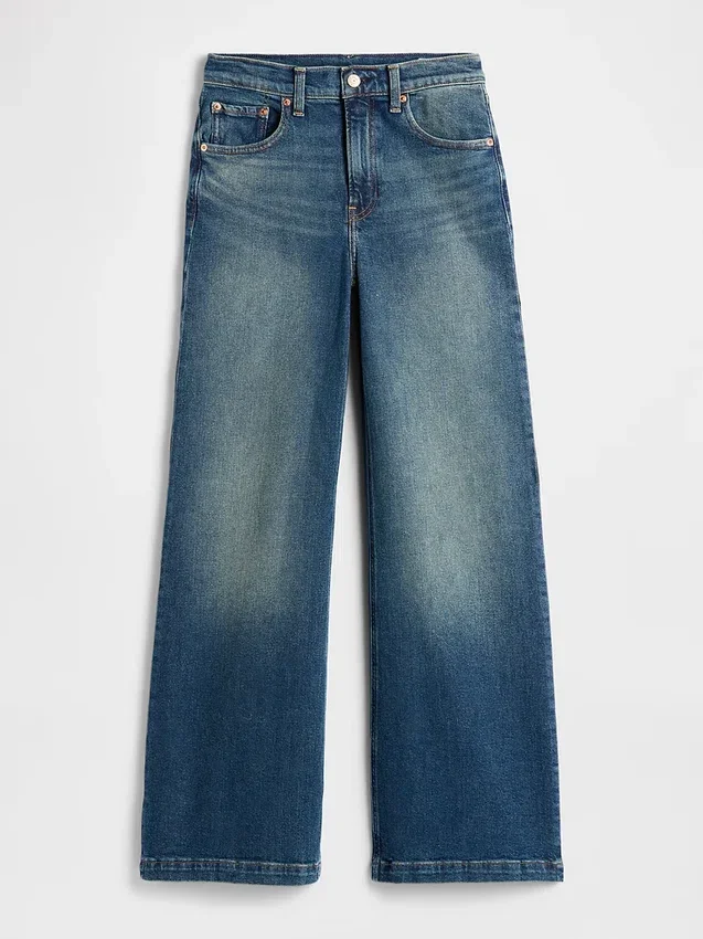 Jeans taille haute à jambes larges