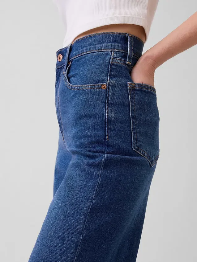 Jeans taille haute à jambes larges