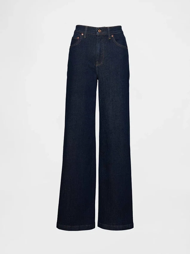 Jeans taille haute à jambes larges