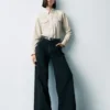 Jeans taille haute à jambes larges