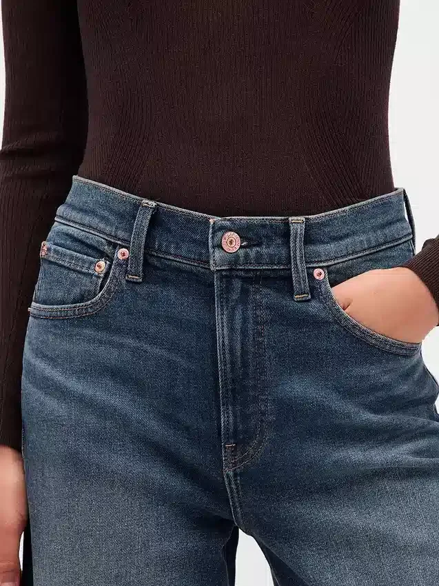 Jeans taille haute à jambes larges