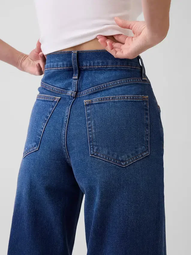 Jeans taille haute à jambes larges