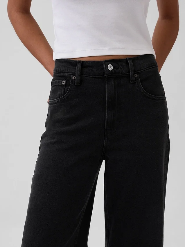 Jeans taille haute à jambes larges