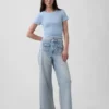 Jeans taille haute à jambes larges et longueur cheville