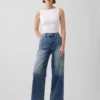 Jeans taille haute à jambes larges et longueur cheville