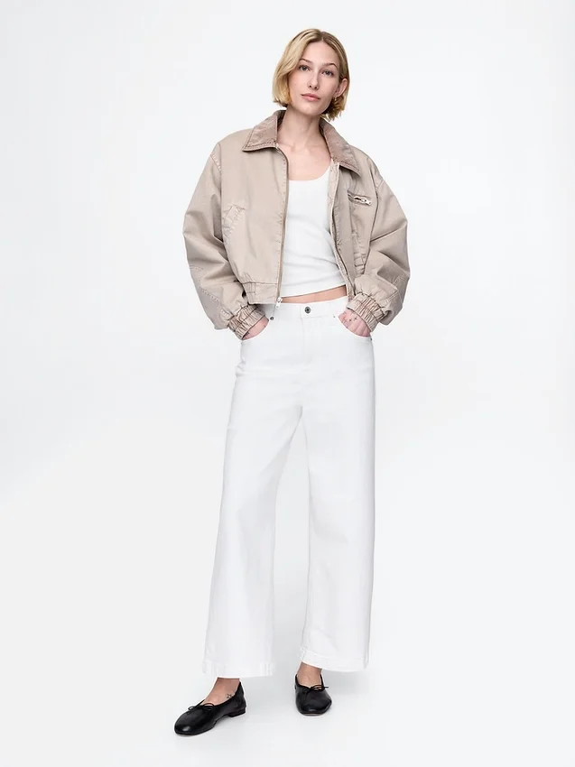 Jeans taille haute à jambes larges et longueur cheville