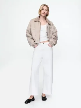 Jeans taille haute à jambes larges et longueur cheville