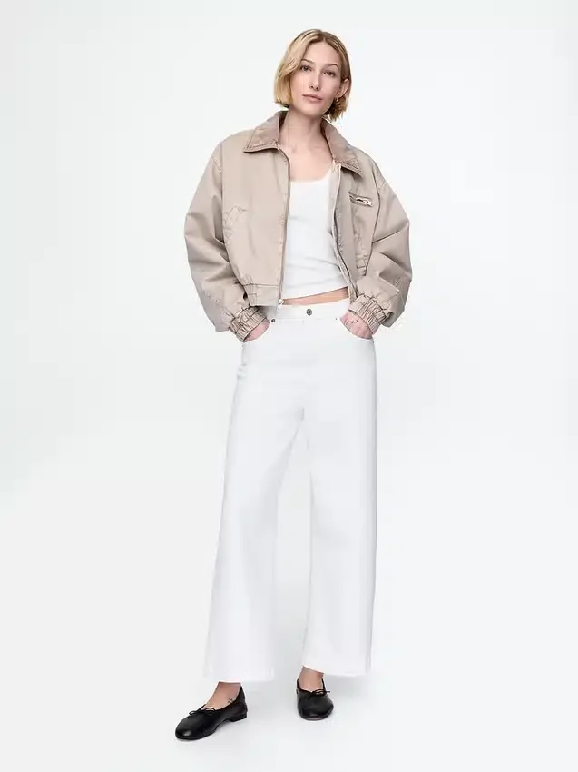Jeans taille haute à jambes larges et longueur cheville