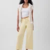 Jeans taille haute à jambes larges et longueur cheville