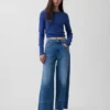 Jeans taille haute à jambes larges et longueur cheville