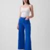 Jeans taille haute à jambes larges et longueur cheville
