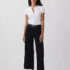 Jeans taille haute à jambes larges et longueur cheville