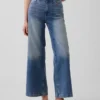 Jeans taille haute à jambes larges et longueur cheville