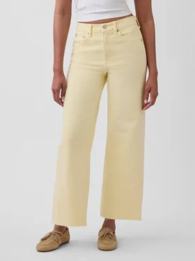 Jeans taille haute à jambes larges et longueur cheville