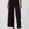 Jeans taille haute à jambes larges et longueur cheville