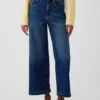 Jeans taille haute à jambes larges et longueur cheville