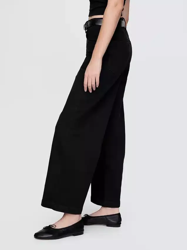 Jeans taille haute à jambes larges et longueur cheville