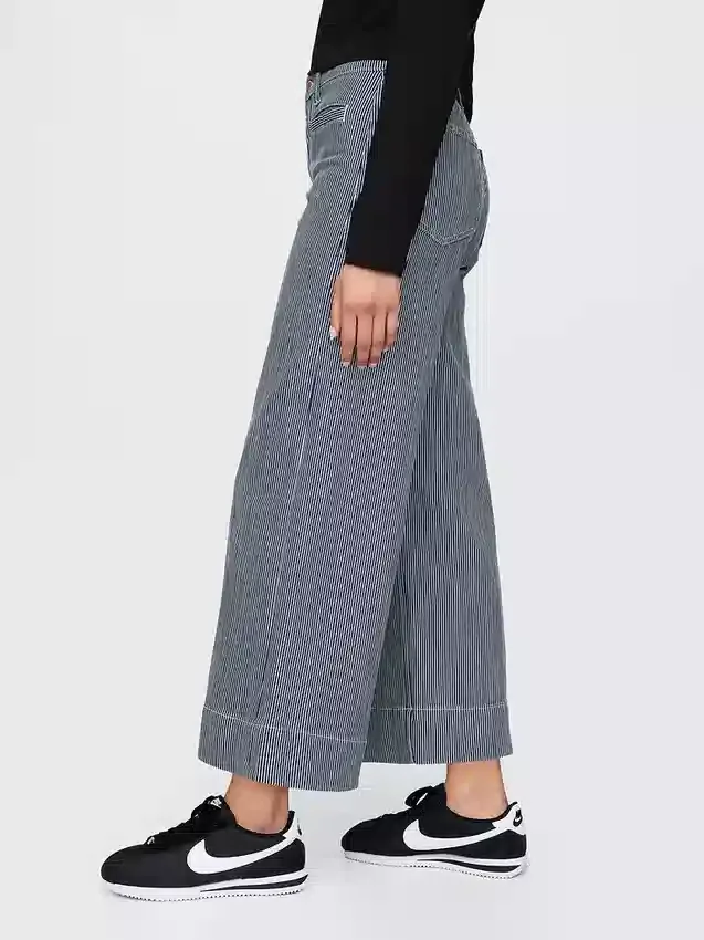Jeans taille haute à jambes larges et longueur cheville