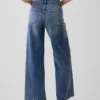 Jeans taille haute à jambes larges et longueur cheville