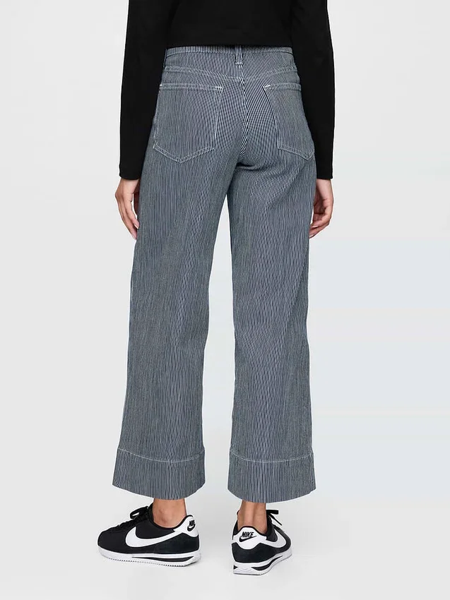 Jeans taille haute à jambes larges et longueur cheville