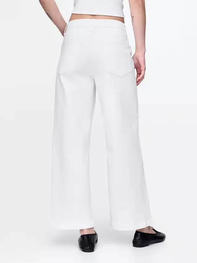 Jeans taille haute à jambes larges et longueur cheville