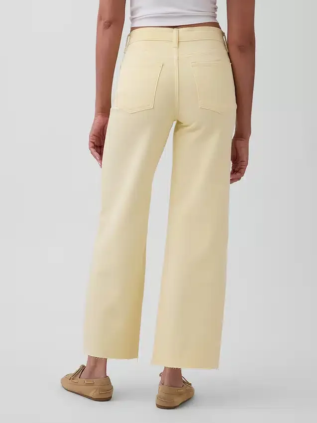 Jeans taille haute à jambes larges et longueur cheville
