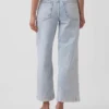 Jeans taille haute à jambes larges et longueur cheville
