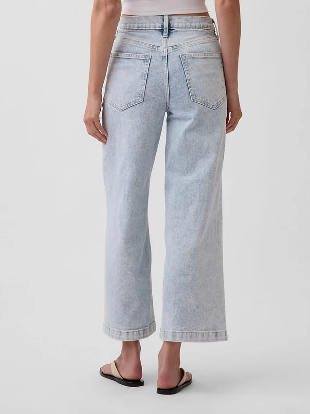 Jeans taille haute à jambes larges et longueur cheville