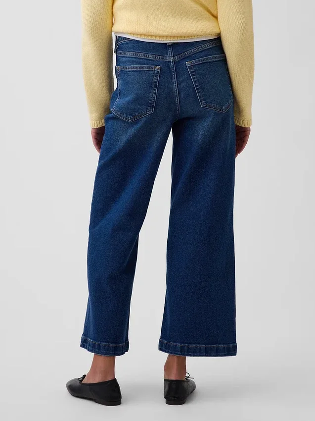 Jeans taille haute à jambes larges et longueur cheville