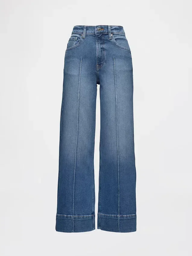 Jeans taille haute à jambes larges et longueur cheville