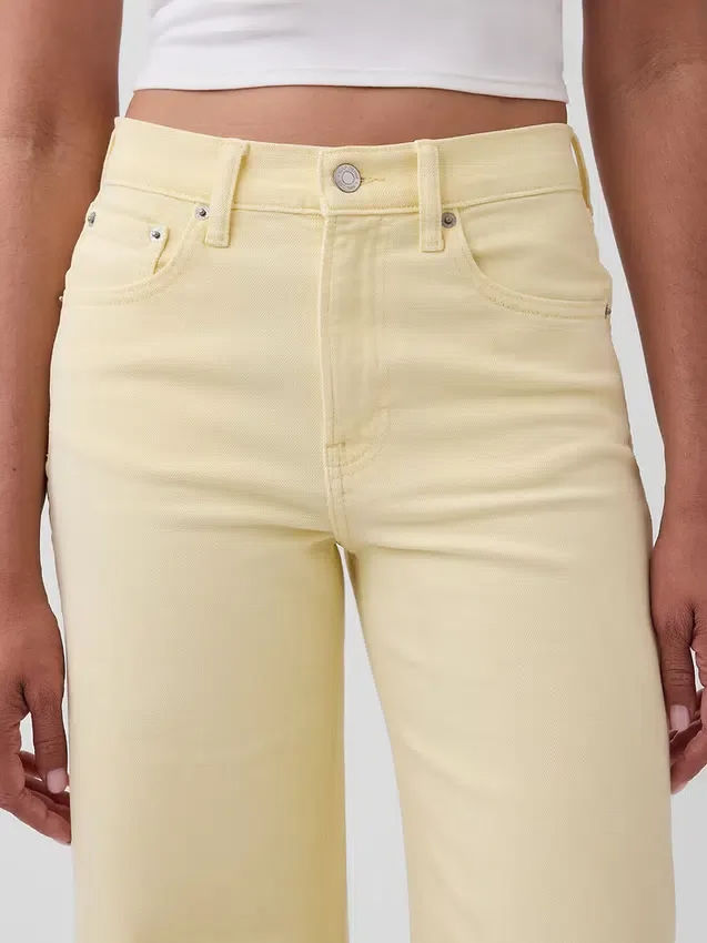 Jeans taille haute à jambes larges et longueur cheville