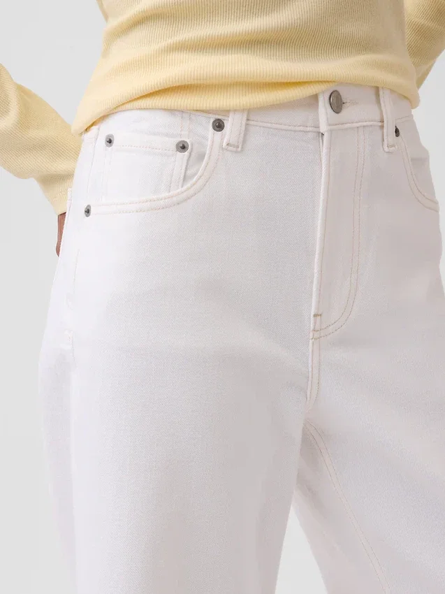 Jeans taille haute à jambes larges et longueur cheville