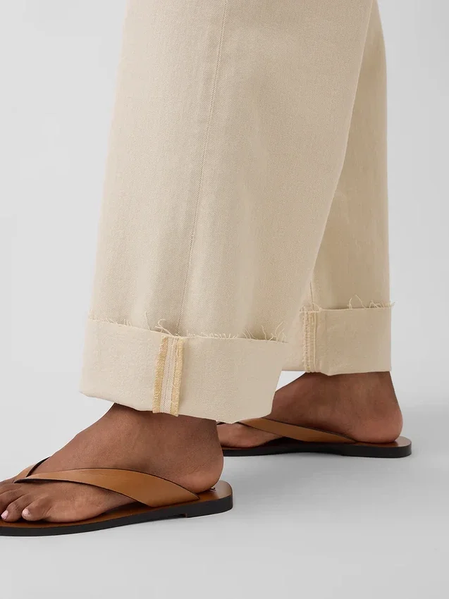 Jeans taille haute à jambes larges et longueur cheville