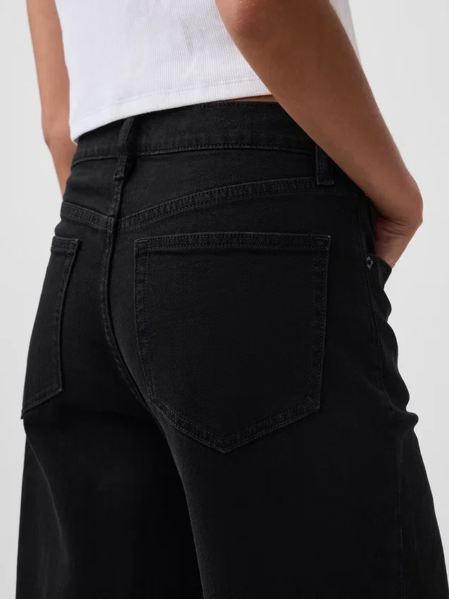 Jeans taille haute à jambes larges et longueur cheville